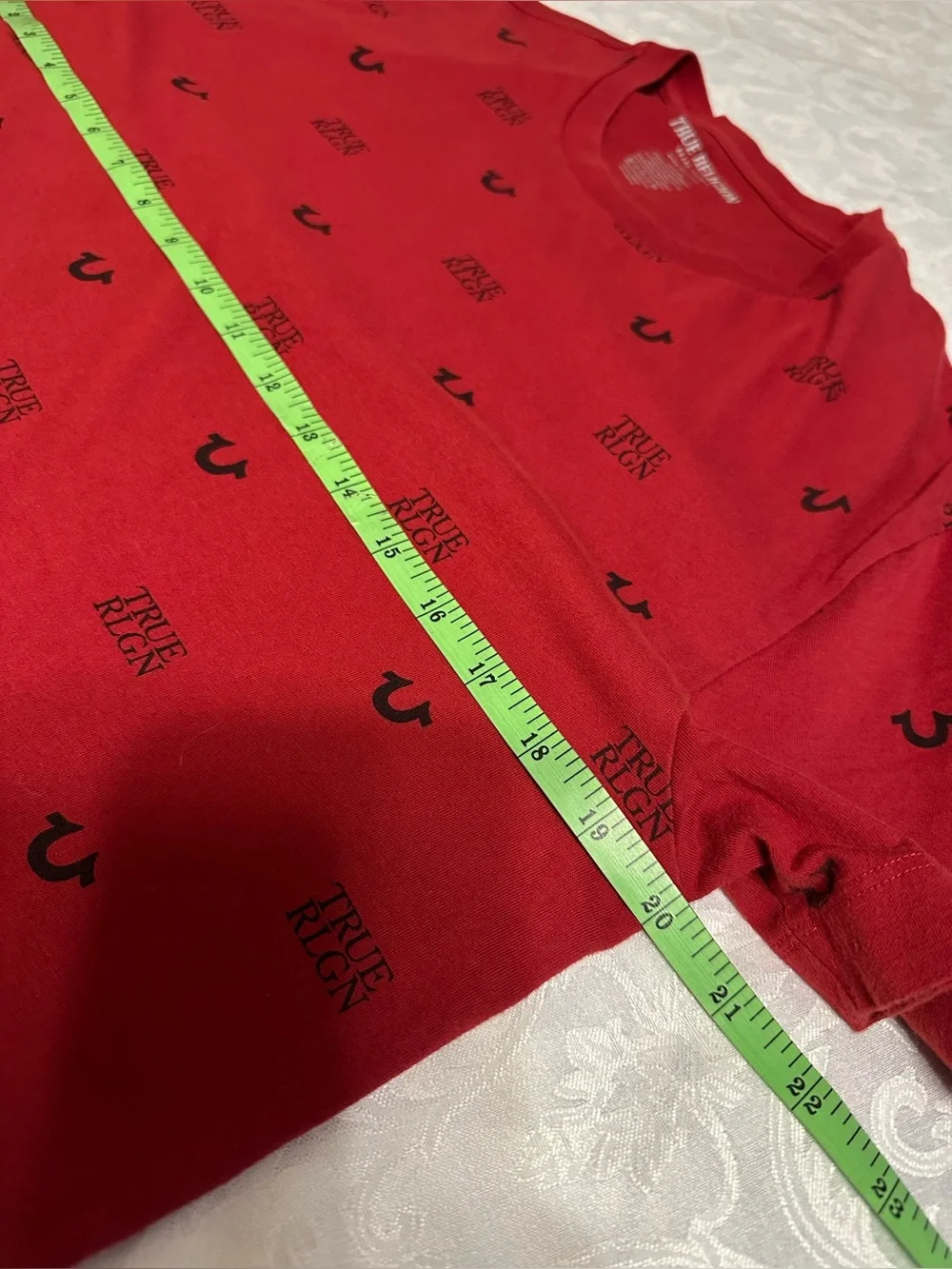 True Religion Red Short-Sleeve Logo Print Casual Tee - Medium